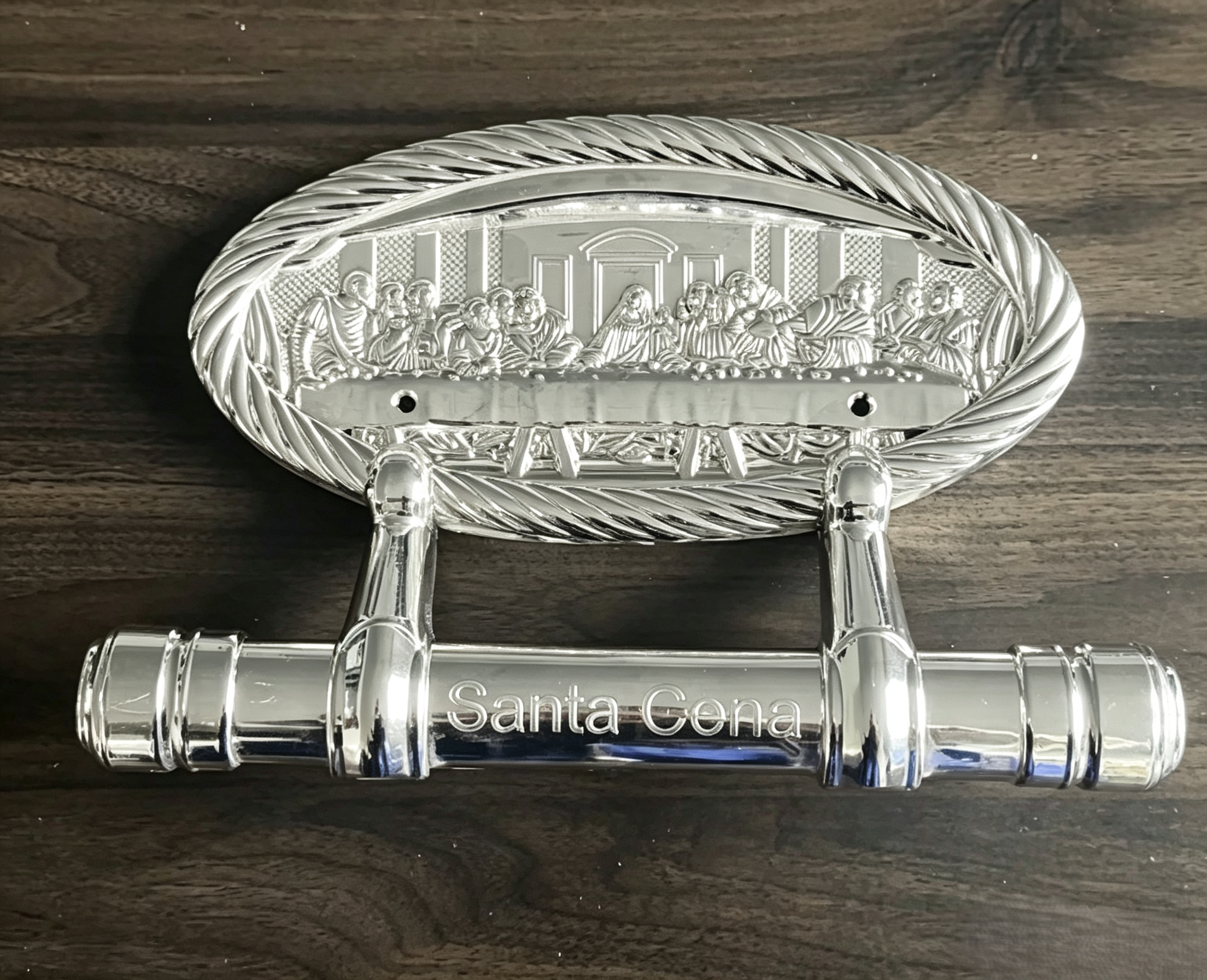 Gold Plated Plastic Casket Swing Bar Handle With The Last Supper Embossed Panel Funeral Casket Hardware
