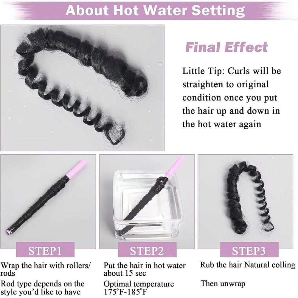 Pre-stretched Colored Synthetic Hair Extensions Hot Water Setting Braiding Bundles