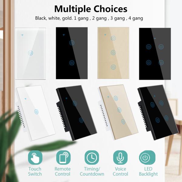 Панель выключателя переключателя 2gang Dimmable 2A WiFi RF умная умная