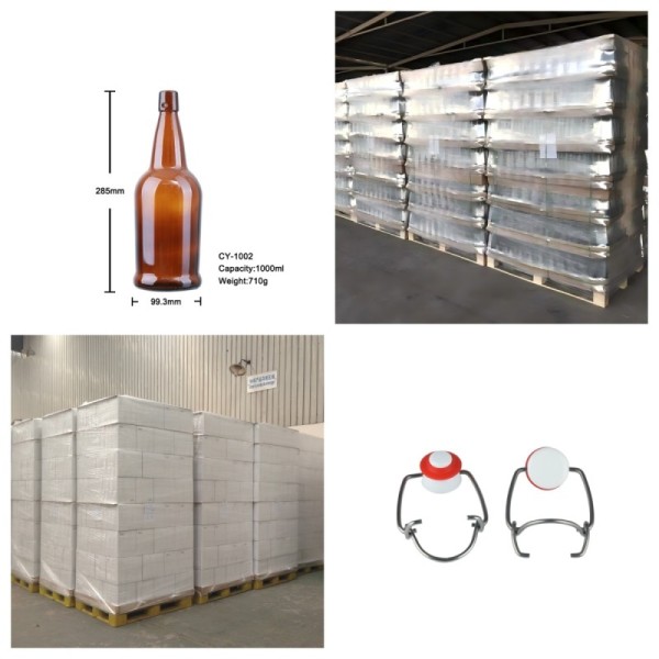 1000ml Swing Cap Beer Glass Bottle Heavy Container Packaging Solutions 710g CY-1002