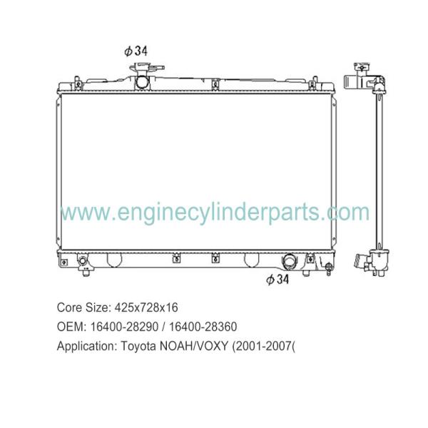 16400-28360 Auto Aluminum Radiator For Toyota Voxy Azr60 1az-Fse  Ipsum