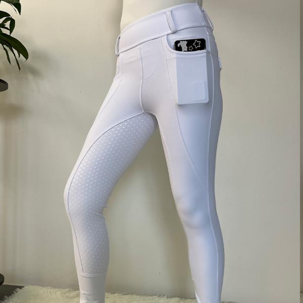 CNAS White Horse Riding Legging Front Pocket Silicone Custom Logo