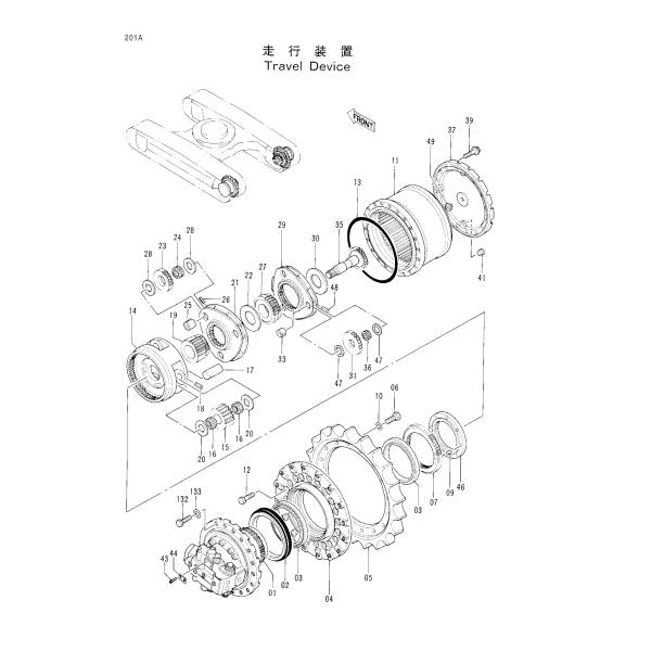 Hitachi Hydraulic Excavator Travel Gearbox Assy EX200-2 9116395