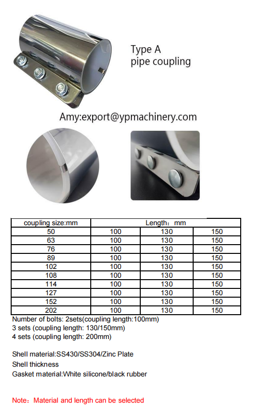 Tubing Clamp 430 Stainless Steel Metal Pipe Coupling With SBR Gasket Coupling Clamper
