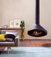 Branco preto moderno de suspensão da chaminé de madeira do aço carbono