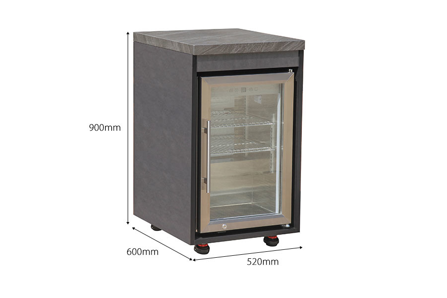 Insulated Glass Cooler Outdoor Kitchen Fridge Cabinet 63L Intelligent