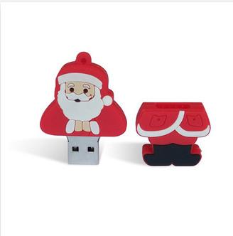 New promotional customed logo christmas santa clause soft pvc usb flash drive disk