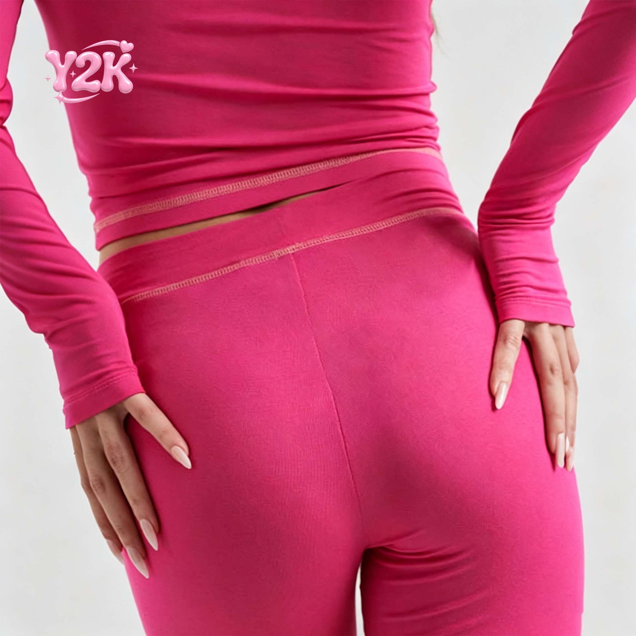 Custom Fuchsia Zip Up Yoga Jacket & High Waist Leggings Set