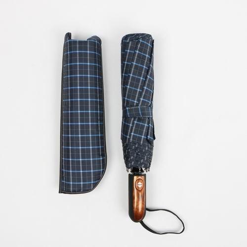 Fully Auto 3 Compact Golf Umbrella , 27 Inches Mens Golf Umbrella Blue Plaid Canopy