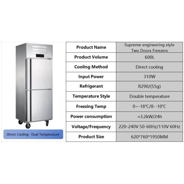 Frigérateur commercial à 2 portes de 600L 310W 240V Frigérateur commercial de cuisine