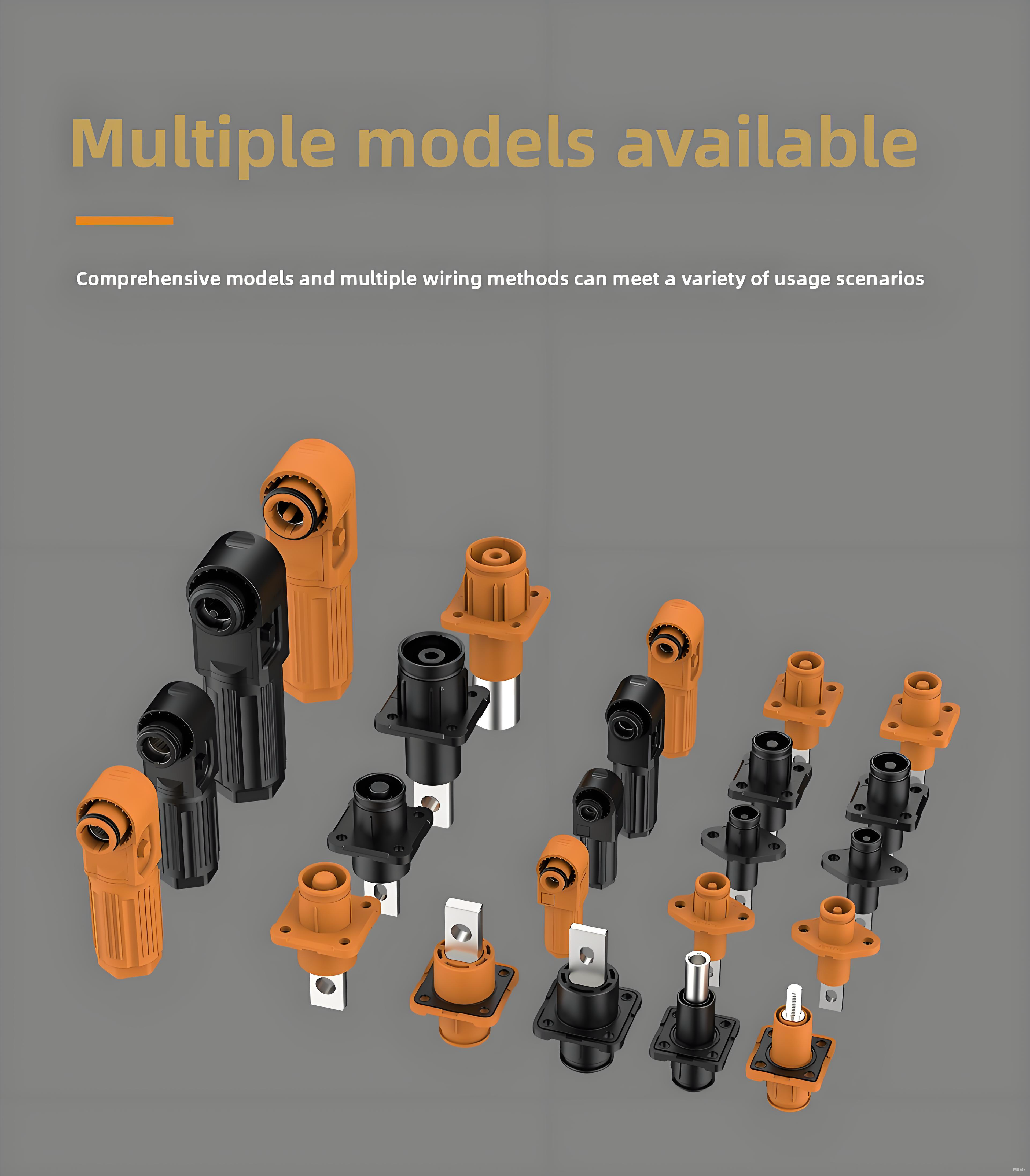PG50A-OR-IP67 Fixed (Non-Rotatable) Energy Storage Connector - Orange Positive, Stud Mount