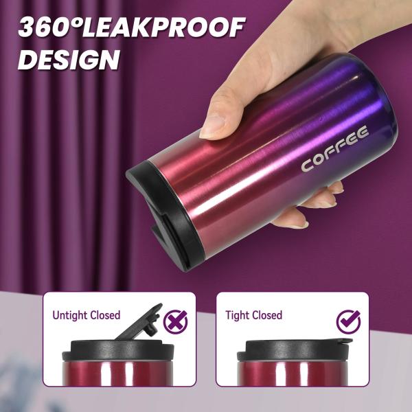 Insulated Coffee Mug 14oz, 4 Pack Travel Coffee Tumbler , Vacuum Insulated Coffee Mug With Leak Proof Screw Lid Coffee Cup For Men And Women For Hot & Cold Drinks