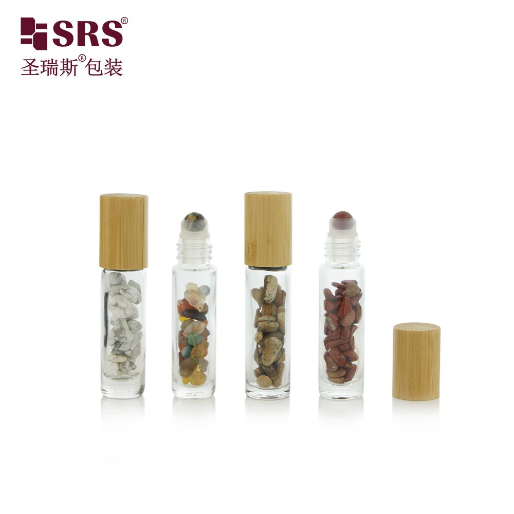 BLPM 10ML Real Bamboo Cap Brown Glass Roll On Essential Oil Bottles