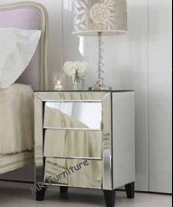 Cant Three Drawers Mirror Night Stand Cabinet Table for Bedroom Furniture