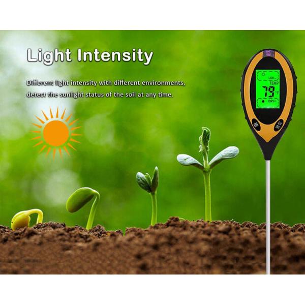 LCD Display Digital 4 in 1 Soil PH Meter with Temperature Moisture Sunlight Tester