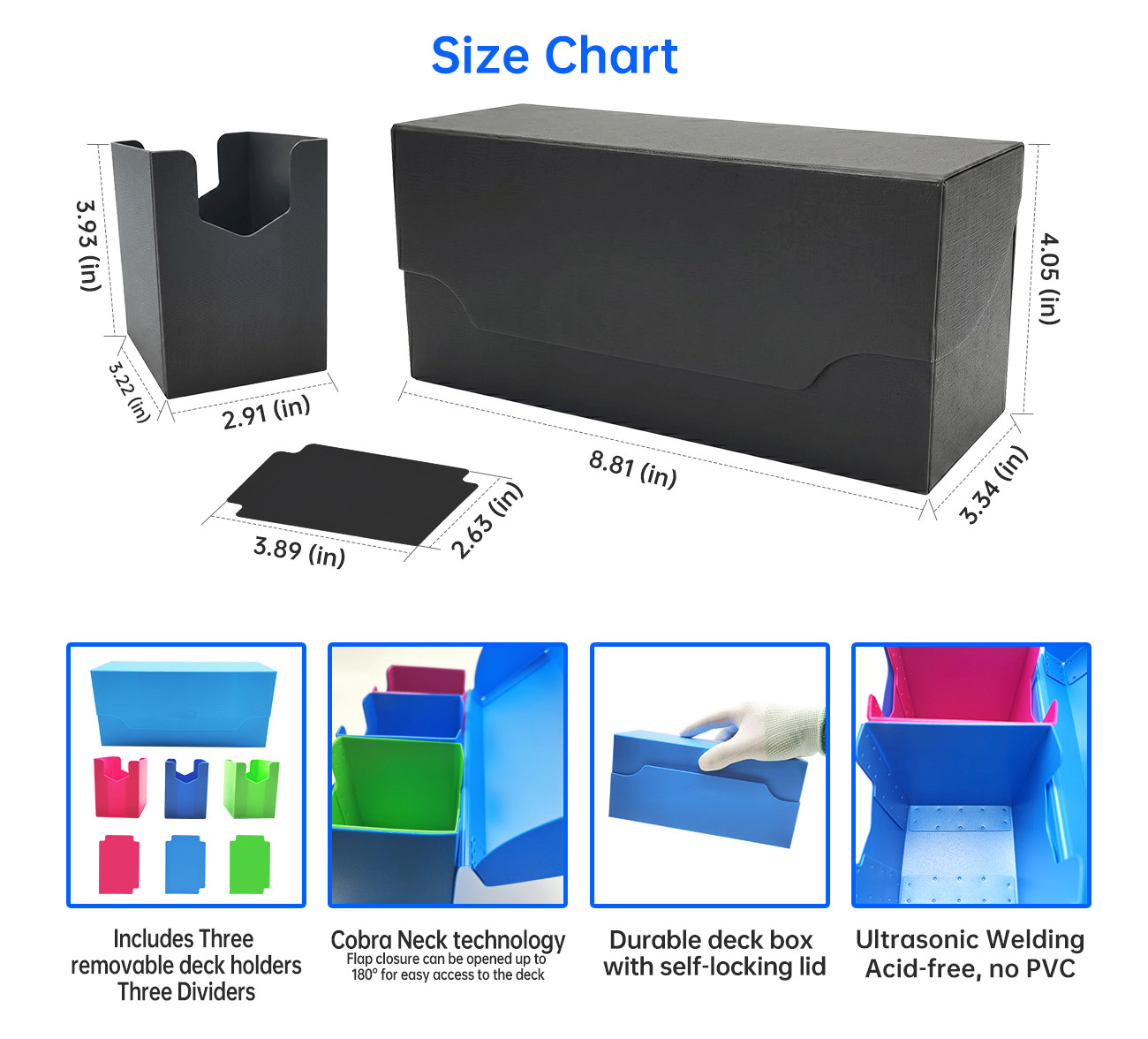 Custom PP Large Card Deck Box 300 Cards Double Sleeved Card Storage Box OEM