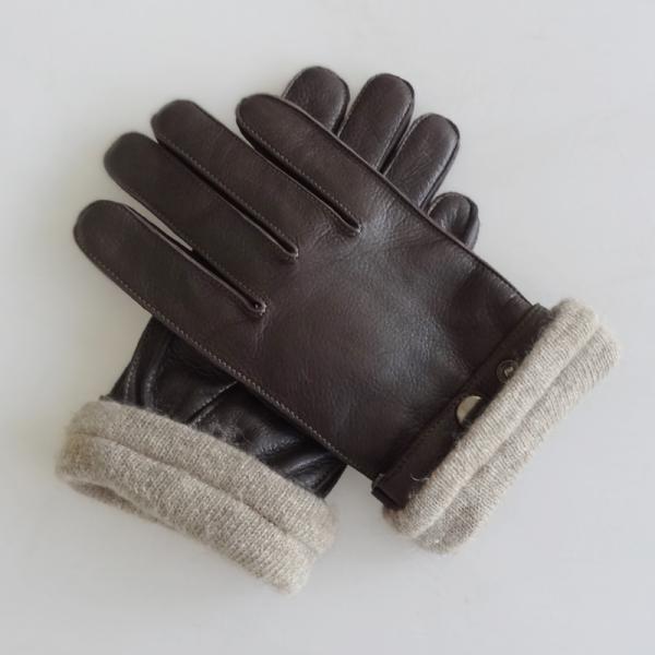 Customized Fashion Mens Leather Gloves , Classic Mens Fur Lined Leather Gloves