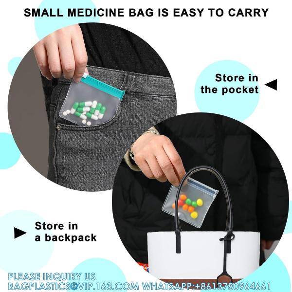 Zippered Pill Pouch Reusable Pill Pouch Bags Storage Pouches With Slide Lock Pill Bags Small Portable Pill Baggies
