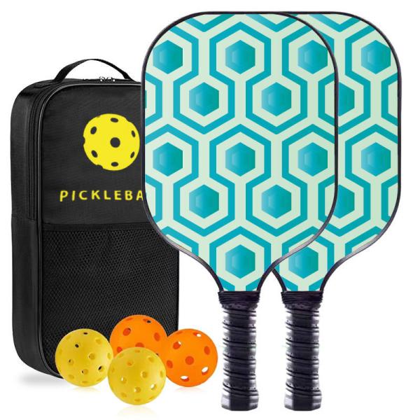 Raquette de pickleball en fibre de verre à rebond élevé avec noyau de nid d'abeille en PP et impression en couleur
