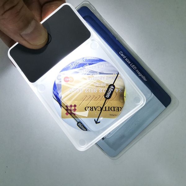 Eco Friendly Card Wallet Magnifier Card Sized LED Illuminated 2.5X for Daily Reading & Currency Verification