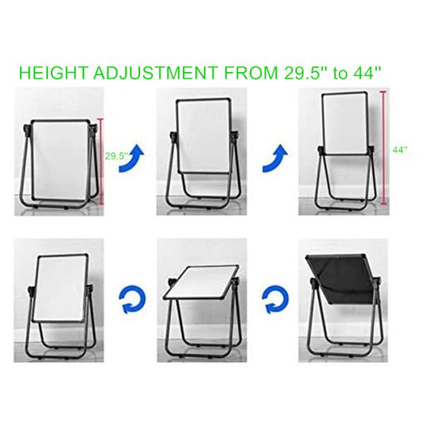 Magnetic Dry Erase Board Double Sided 360 Degree Rotating Adjustable Height Sturdy Aluminum Alloy Construction Easy to Store