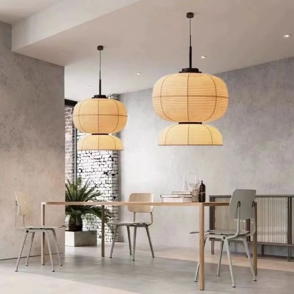 Japanese Pendant Lights Vintage Fabric Lantern Wabi Sabi Lights (WH-VP-335)