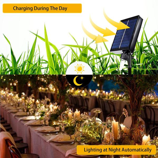 Outdoor Solar String Lights 8 Modes Leather Wire Fairy Lights 100 LED