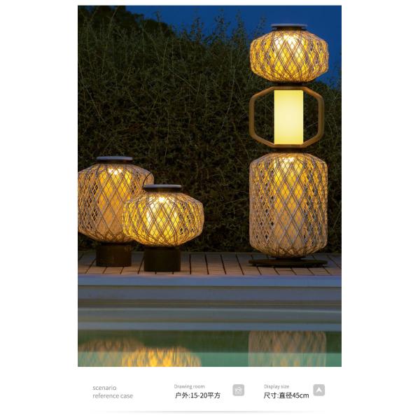 Decorative Rattan Standing Lamp 3500K CCT For Hotel Residential