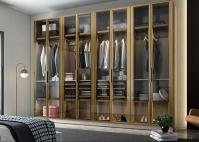 3 Doors Bedroom Wardrobe Closets Metal Frame Sliding Door Wardrobe With Drawers