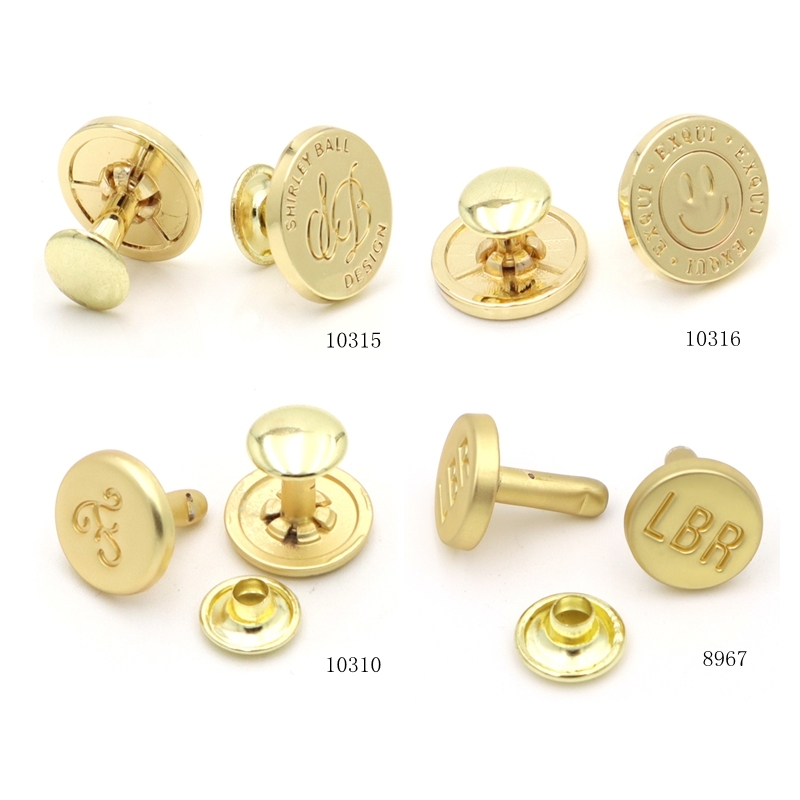 Quality Gold Plated Metal Logo Rivet Customized Cap Rivet Stud for Leather Strap Bag Accessories