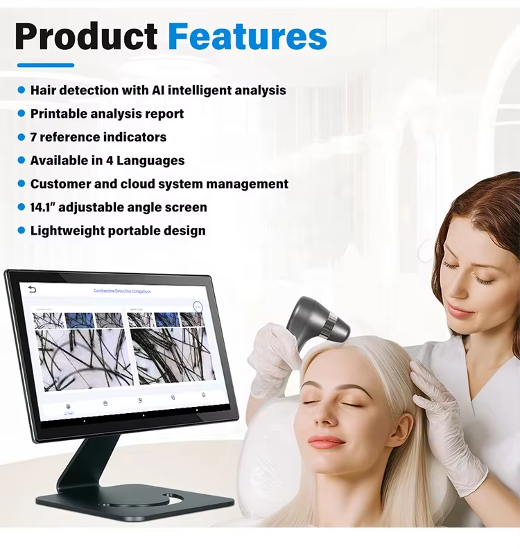 4 Languages Smart Al Scalp Analyzer Hair Scalp Care Targeted Head Machine