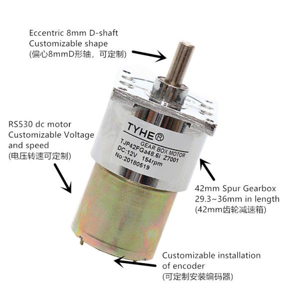 Coreless High Torque Dc Gear Motor Gearbox 12 Volt Metal Brush 50 Rpm For Led Light