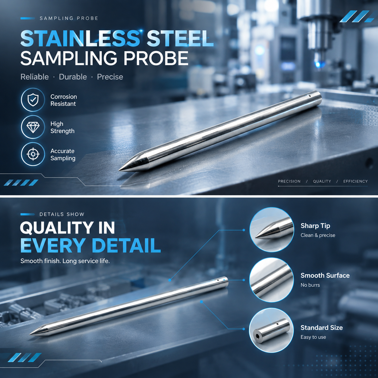 Customized Tapered Tip Hollow Guide Tube With Sharp Conical Head