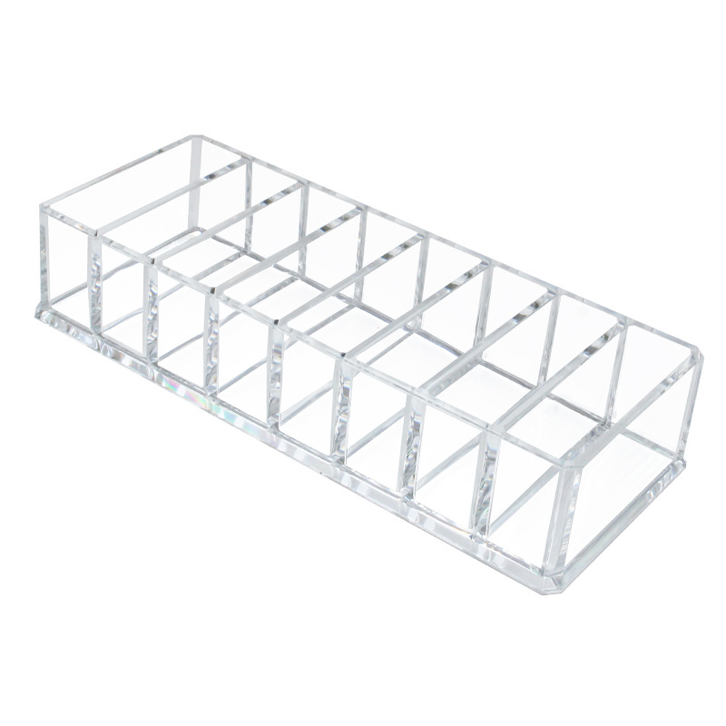 Transparent Acrylic Eyeshadow Tray 8-Cell Rectangular Desktop Organizer for Lip Gloss Contact Lenses Powder Makeup Storage