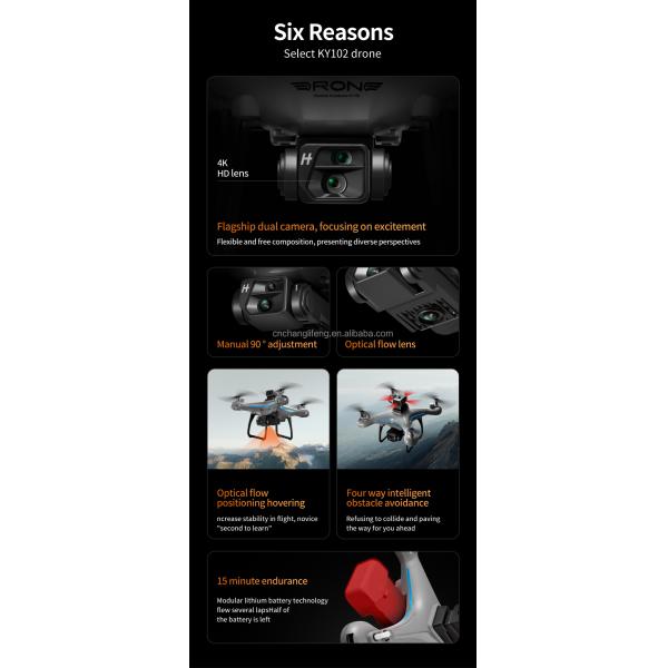 Prosumer Drones Made Easy Ky102 with 4k HD Dual Cameras Four-way Obstacle Avoidance and Intelligent Fixed Height Hovering