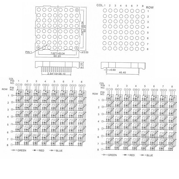 Дисплей Rohs 8x8 Dot Matrix LED, стабильный RGB LED Dot Matrix Display