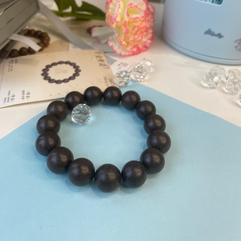Chinese Style Wood Beaded Bracelet Agarwood Mala Beads Relieves Stress