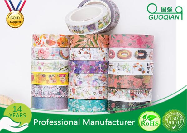 Flower Decorative Stationery Japanese Washi Tape , Adhesive Custom Printed Washi Tape