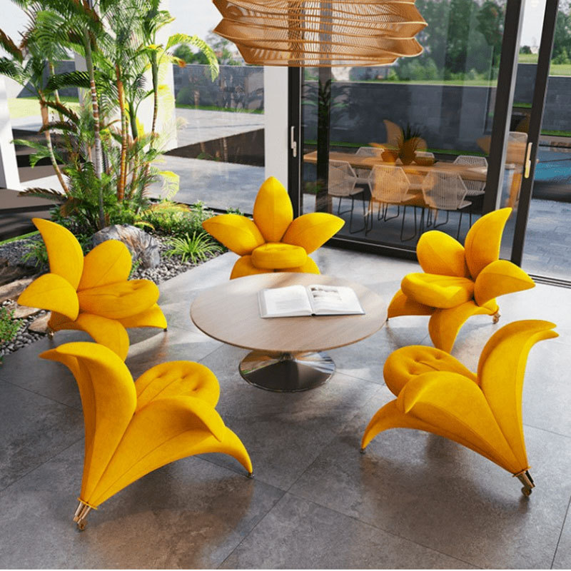 Modern Lily Flower Accent Chair Creative Petal Lazy Sofa for Small Spaces for Bedroom or Apartment