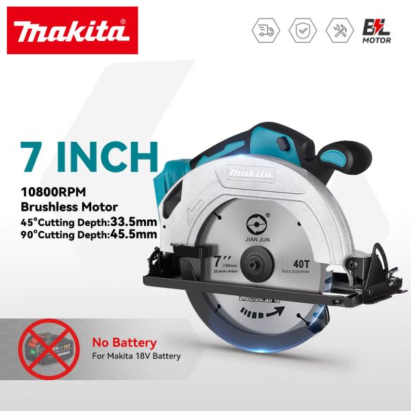 Makita Brushless Electric Circular Saw 7.4 Inch Cordless High Power Board Cutting Machine Woodworking Tools