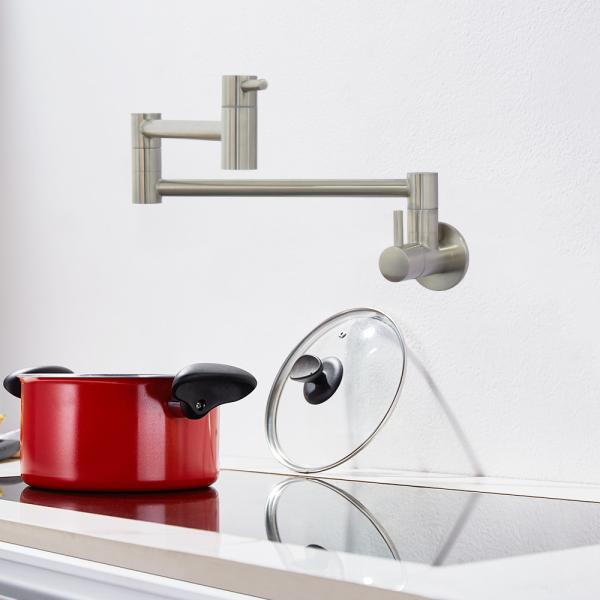 Modern Wall Mounted Expansion Pot Filler With Dual Swing Joints Steel 304/316 Material Kitchen Faucet