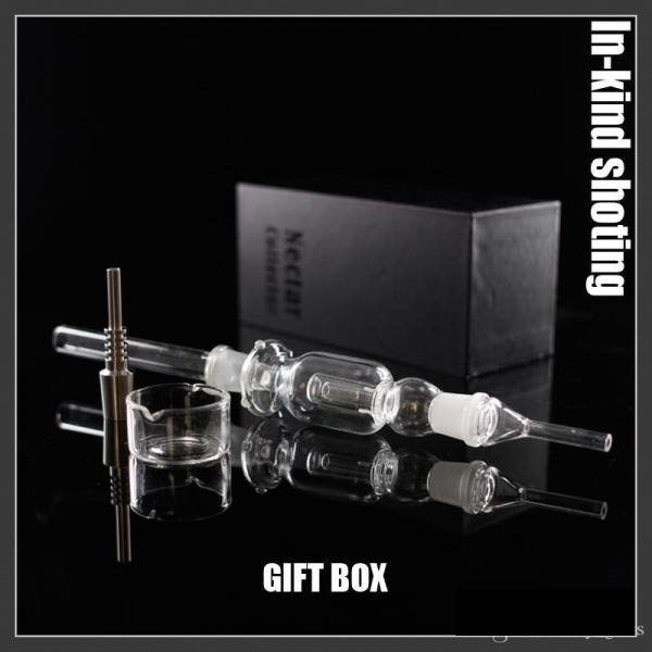 Glass Pipe Tips Nectar Collector With Titanium And Quartz Nail Dabber Dish Pure Glass Bong