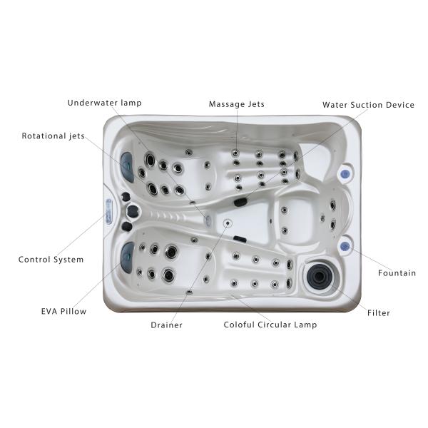 Home Outside Mutil Funtion Waterfall Whirlpool Massage Hot Tub