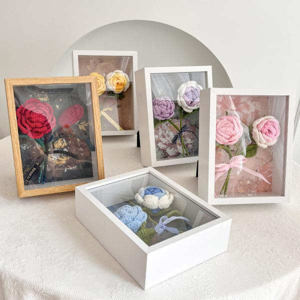Cuadro floral eterno de girasol de gancho hecho a mano Decoración colgante y regalo para el día del maestro
