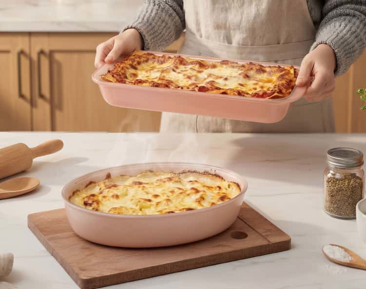 IKOO High Borosilicate Glass Baking Dish with Food-Grade Non-Stick Coating - Microwave & Dishwasher Safe Glass Bakeware
