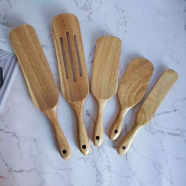 Eco Friendly Kitchen Utensil Set Acacia Wood Salad Stir Sauce Spatula