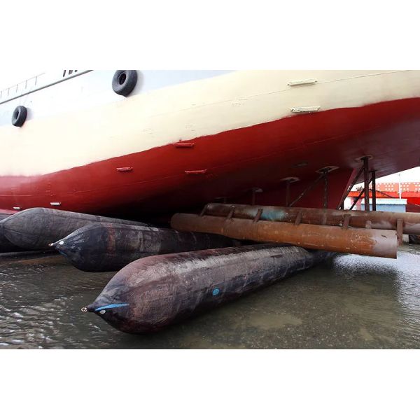Inflatable Marine Airbag with Large Buoyancy and Flexible Structure for Safe Slipway Operation