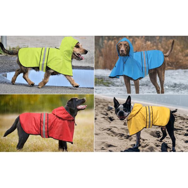 Reflective Dog Raincoat - Adjustable Waterproof Raincoat for Dogs, Lightweight Dog Hooded Slicker Rain Coat Poncho