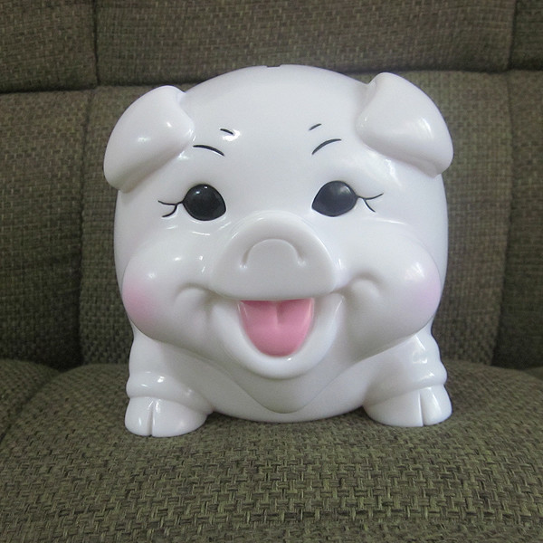 Happy cartoon pig PVC piggy bank money box promotional gift items made in shenzhen
