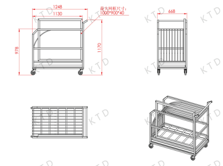 Aluminium Tube Industrial Trolley Eco Friendly Frame Carrier Vertical Trolleybus